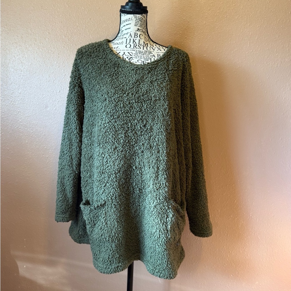 Olive Green Women's Fuzzy Sweater